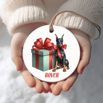 Doberman Ornament with Custom Name