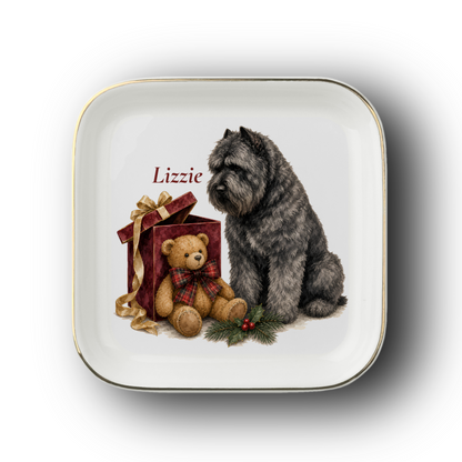 Bouvier des Flandres jewelry dish on a white background