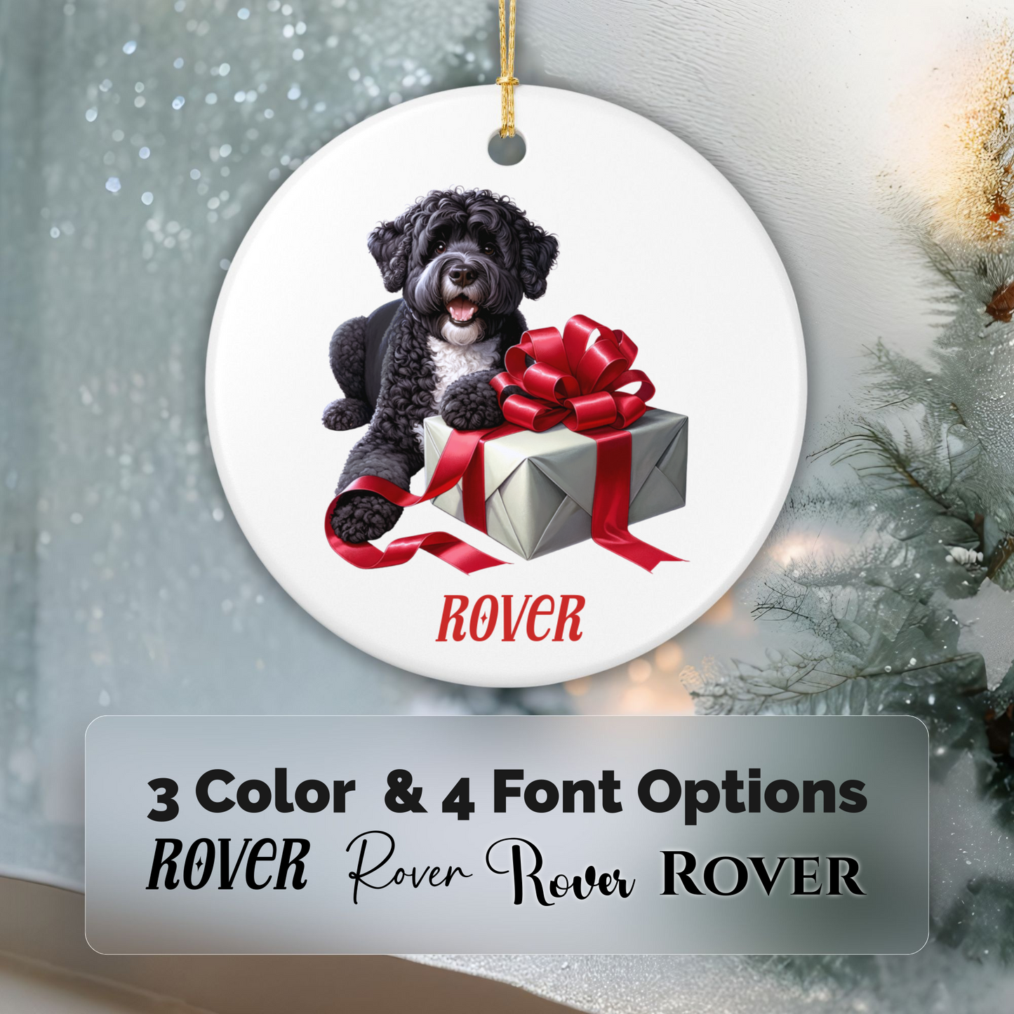 Portuguese Water Dog Ornament with Custom Name