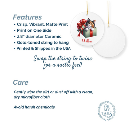 Calico Cat Ornament with Custom Name