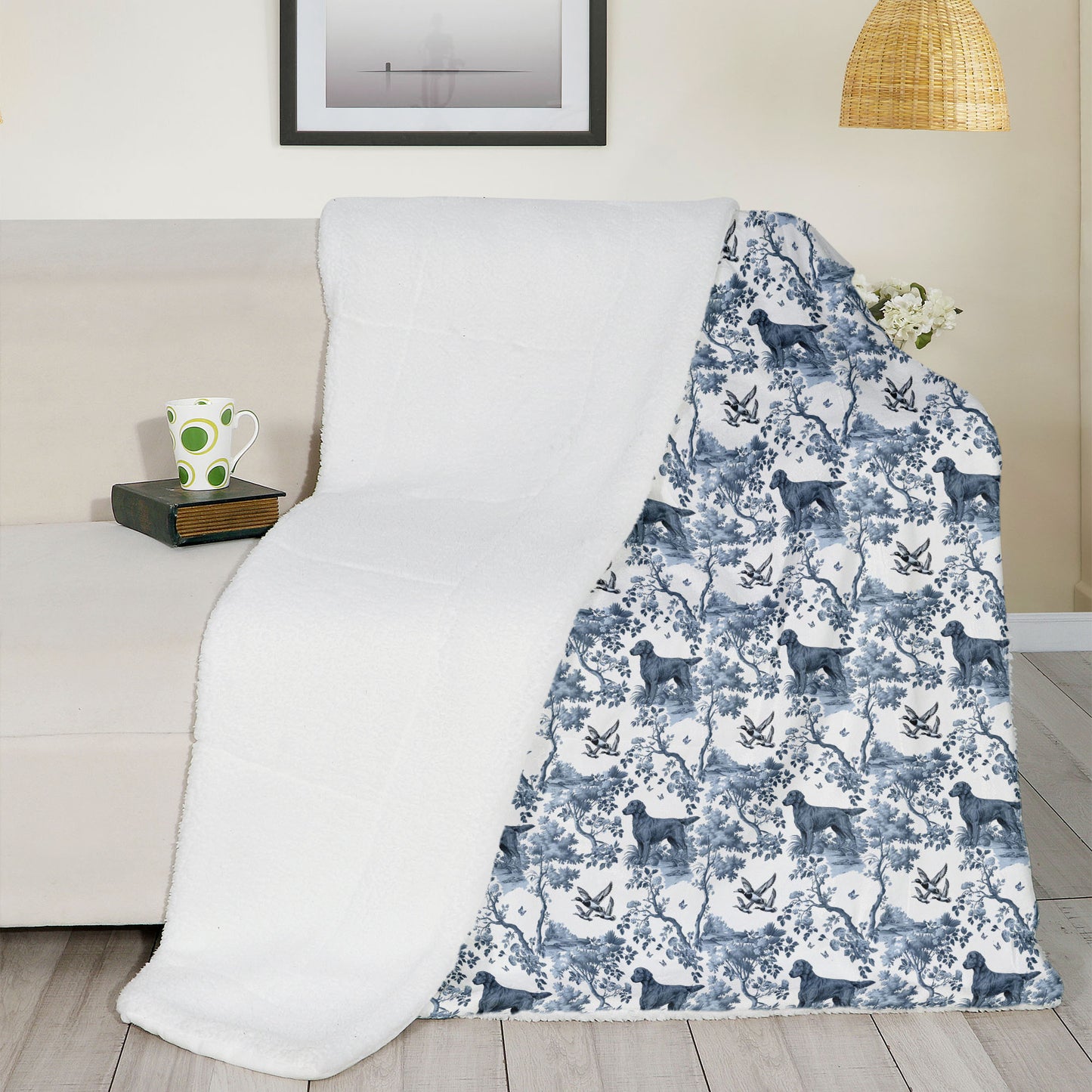 Flat-Coated Retriever Blanket - Toile Pattern