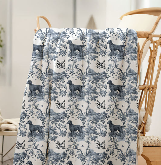 Flat-Coated Retriever Blanket - Toile Pattern