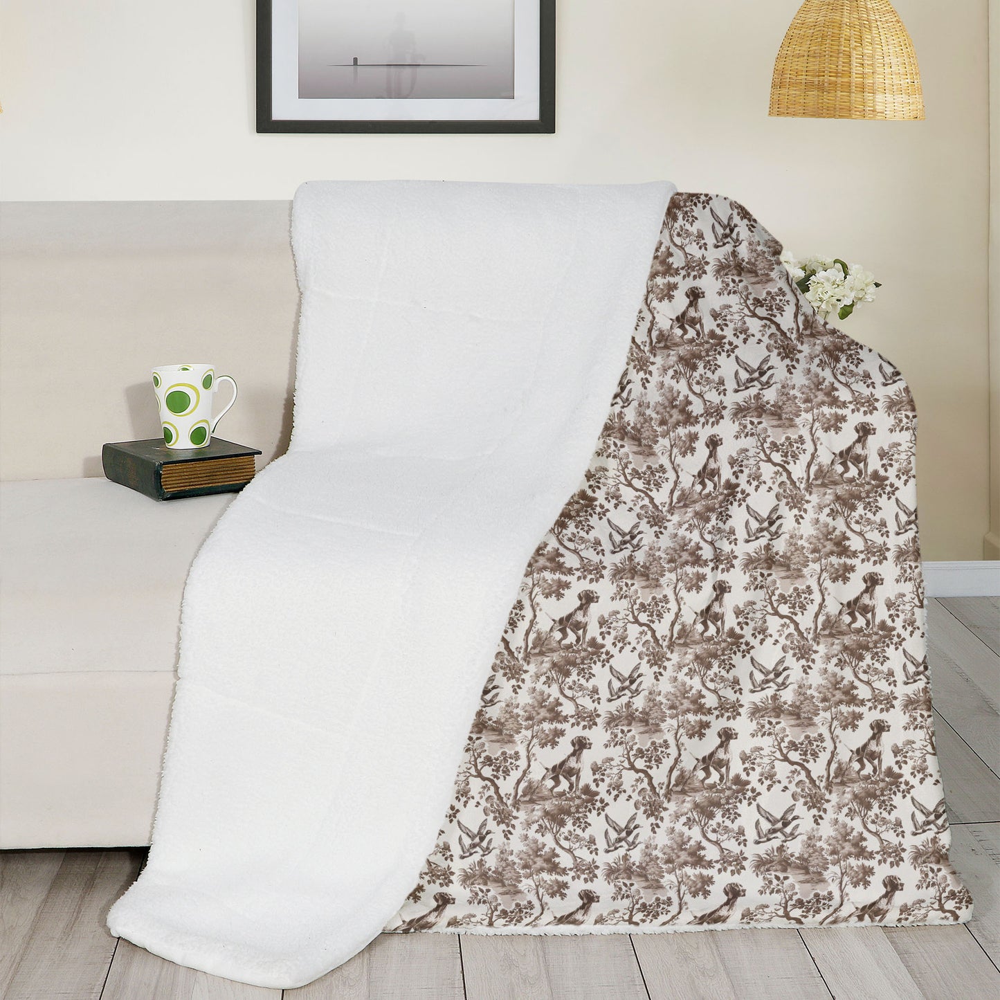German Shorthaired Pointer Blanket - Brown Toile Pattern