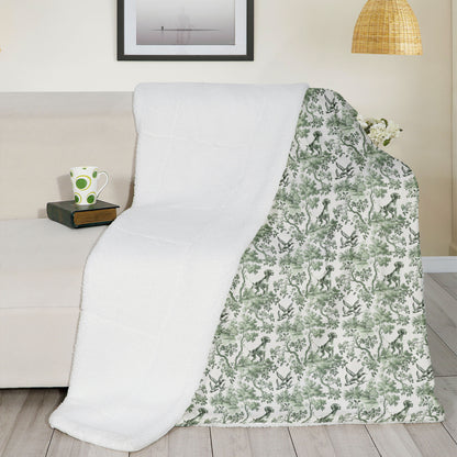 German Shorthaired Pointer Blanket - Sage Green Toile Pattern