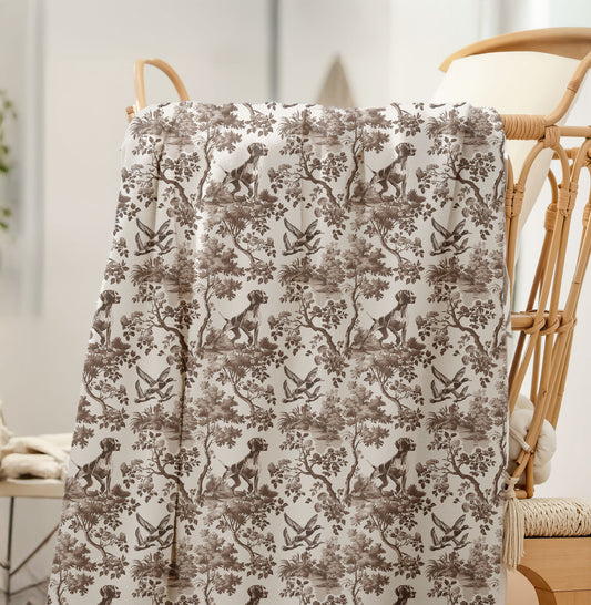 German Shorthaired Pointer Blanket - Brown Toile Pattern