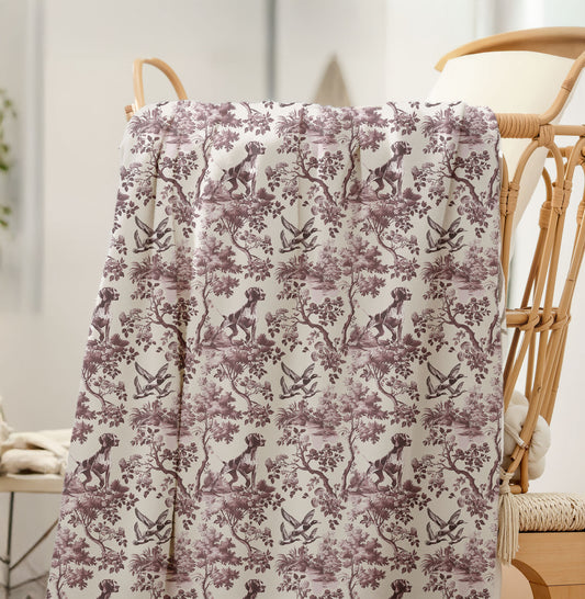 German Shorthaired Pointer Blanket - Pink Toile Pattern
