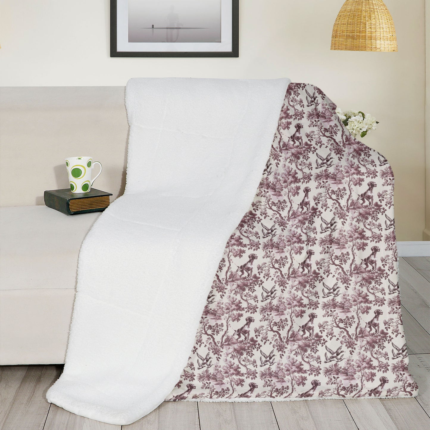 German Shorthaired Pointer Blanket - Pink Toile Pattern
