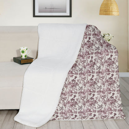 German Shorthaired Pointer Blanket - Pink Toile Pattern