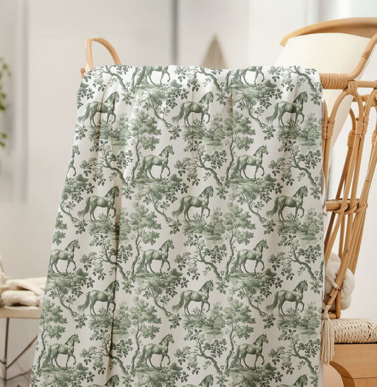 Horse Blanket - Sage Green Toile Pattern