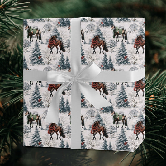 Horse winter scarf Christmas wrapping paper