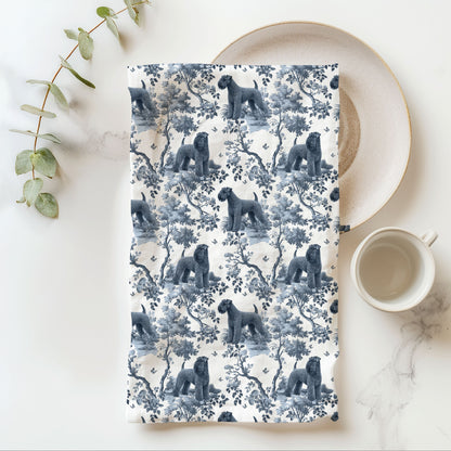 Kerry Blue Terrier Cotton Tea Towels - Toile Pattern