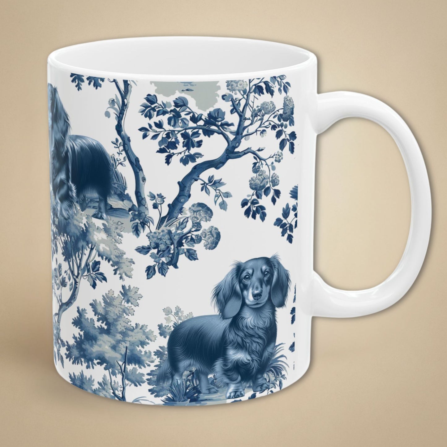 Dachshund Mug - Toile - Longhaired Doxie