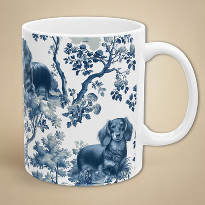 Dachshund Mug - Toile - Longhaired Doxie