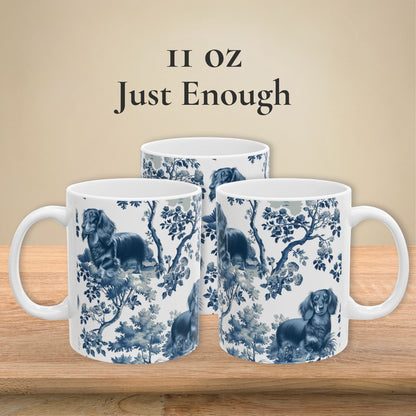 Dachshund Mug - Toile - Longhaired Doxie