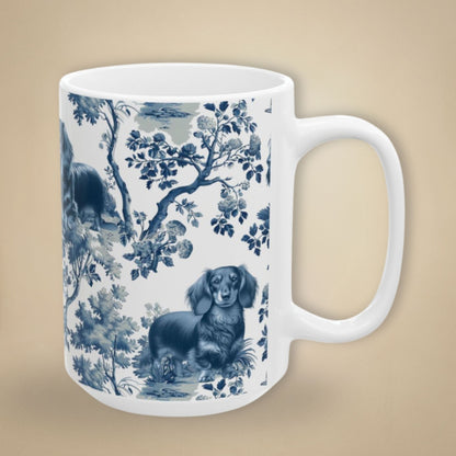 Dachshund Mug - Toile - Longhaired Doxie