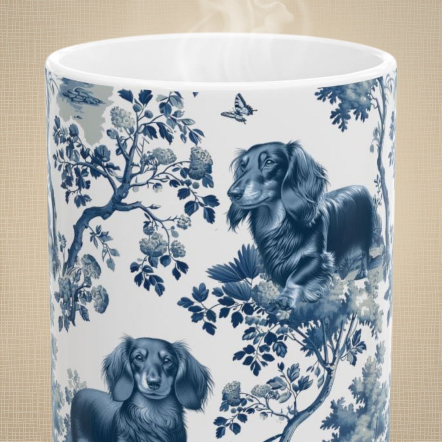 Dachshund Mug - Toile - Longhaired Doxie