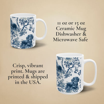 Dachshund Mug - Toile - Longhaired Doxie