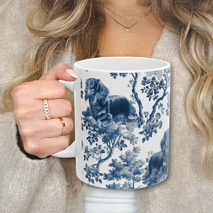 Dachshund Mug - Toile - Longhaired Doxie