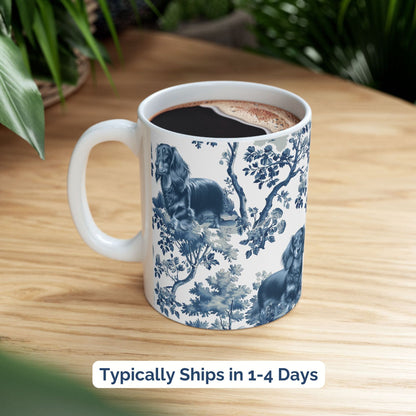 Dachshund Mug - Toile - Longhaired Doxie