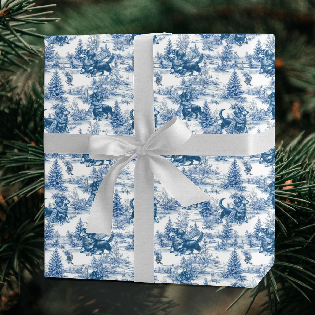 Longhaired Dachshund Christmas wrapping paper