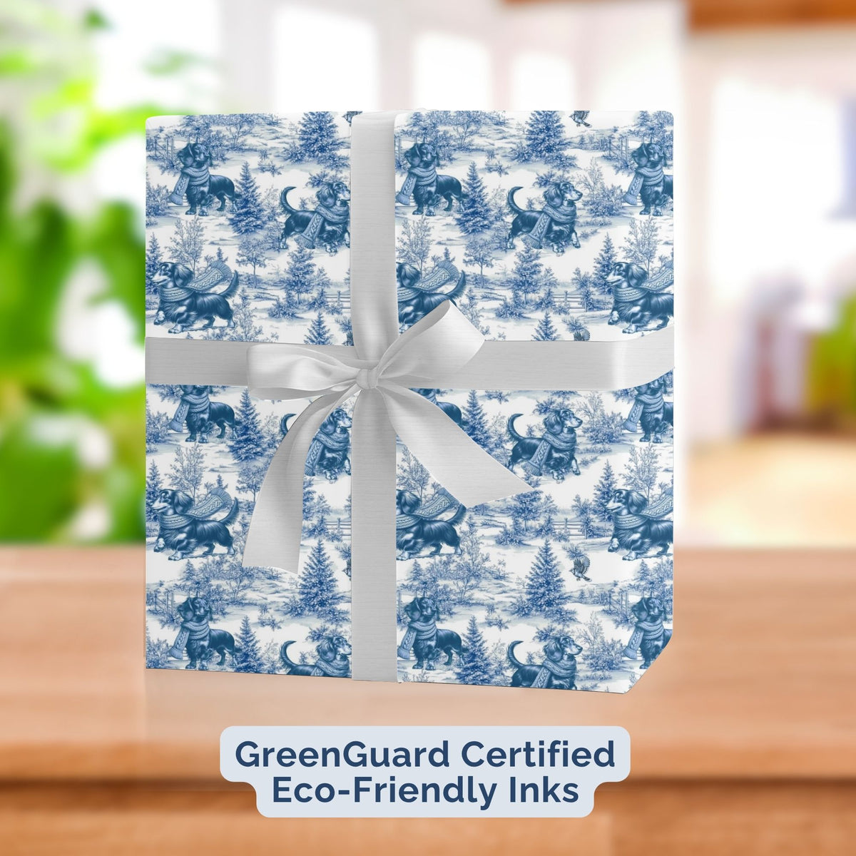 Longhaired Dachshund Christmas wrapping paper