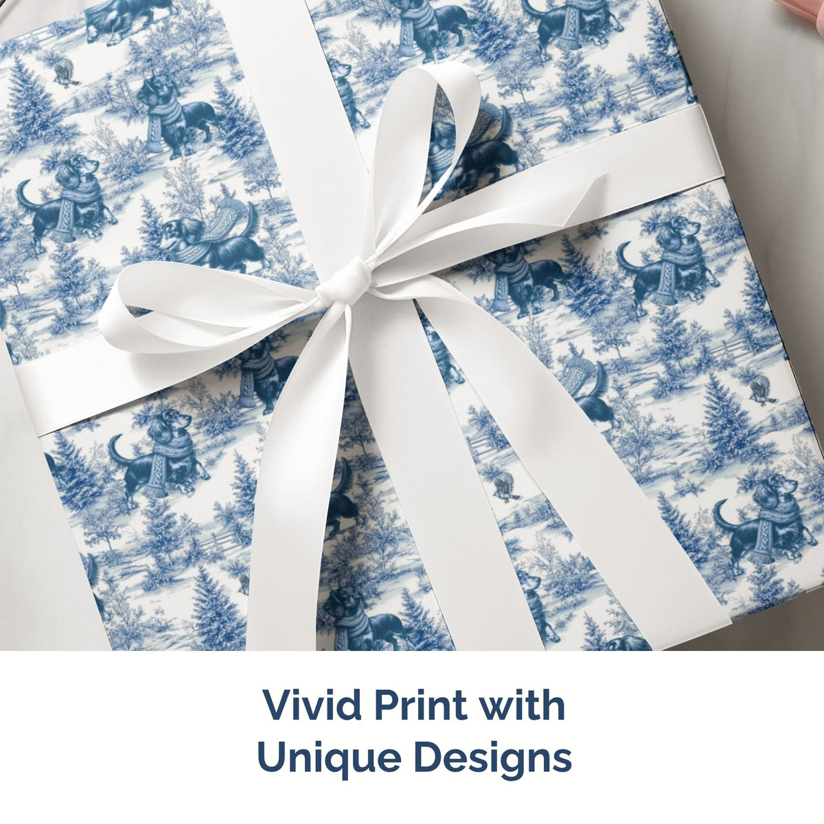 Longhaired Dachshund Christmas wrapping paper