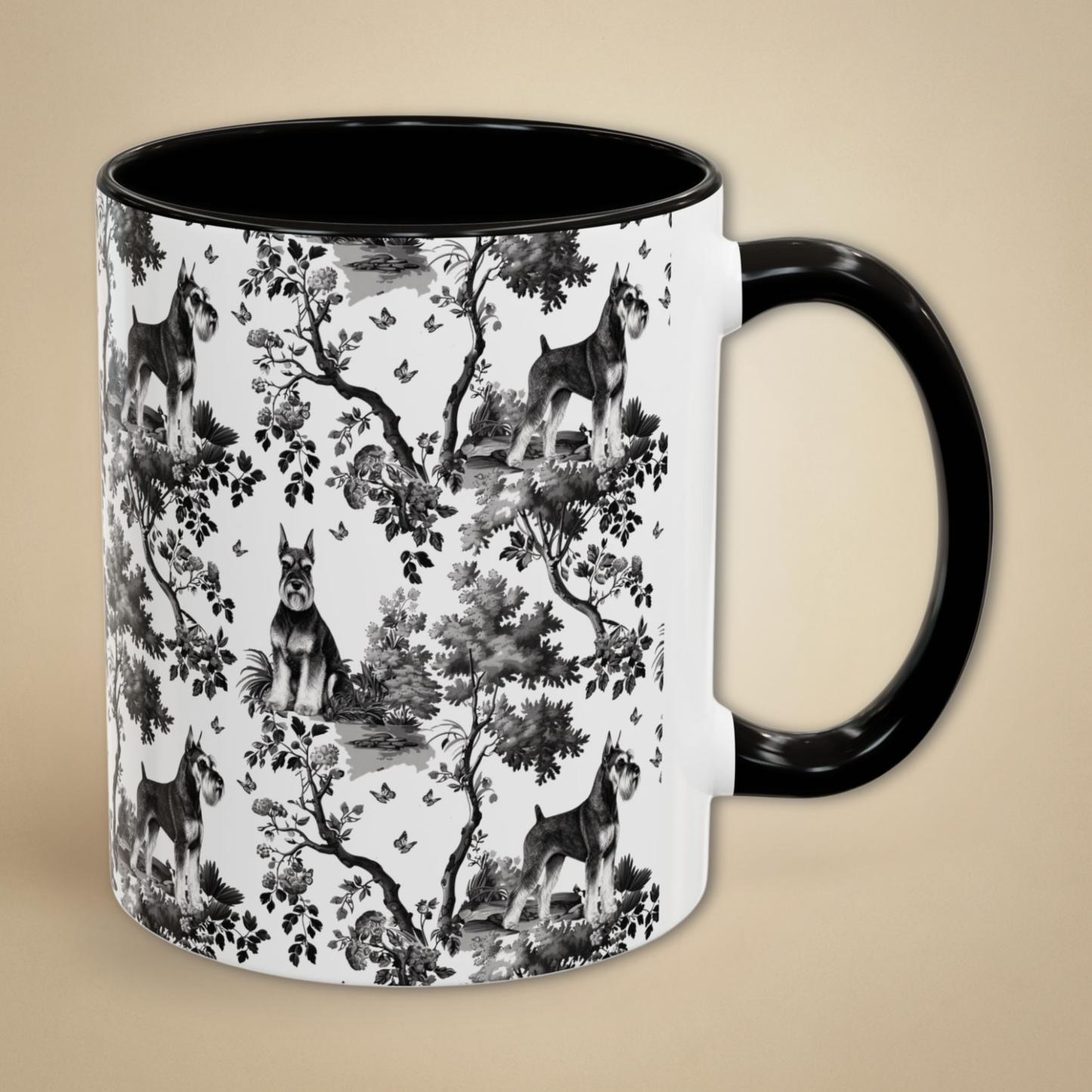 Standard Schnauzer Mug -  B&W Toile Pattern