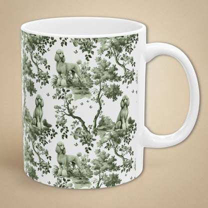 Standard Poodle Mug - Sage Green Toile Pattern
