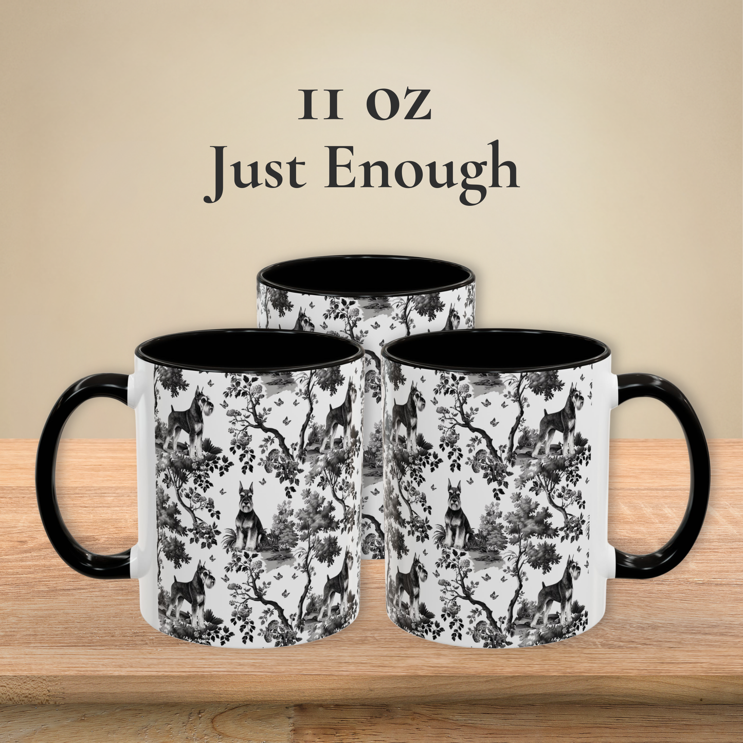 Standard Schnauzer Mug -  B&W Toile Pattern