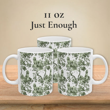 Standard Poodle Mug - Sage Green Toile Pattern