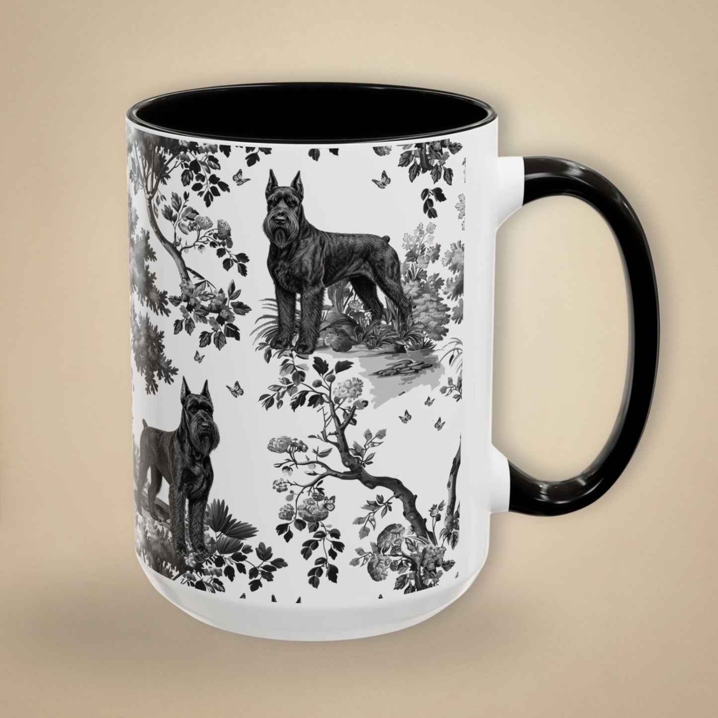 Giant Schnauzer Mug - Black Toile Pattern