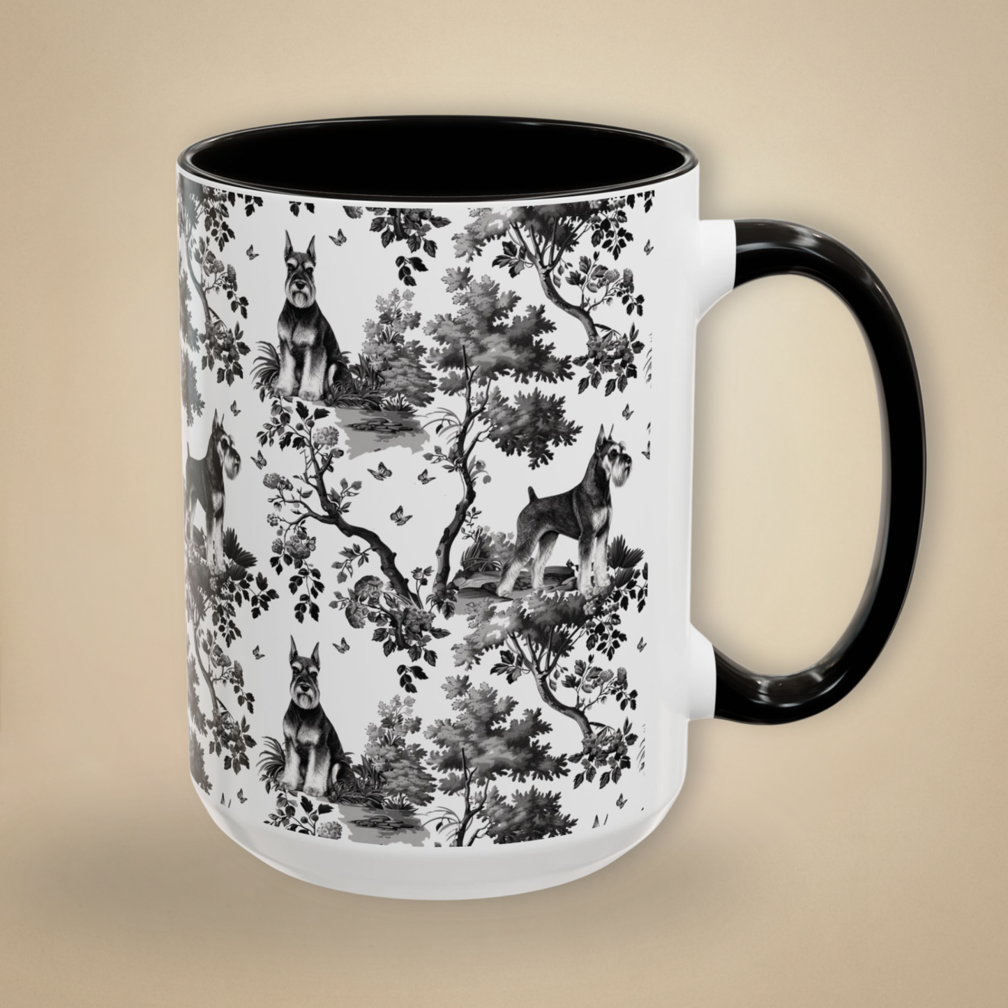 Standard Schnauzer Mug -  B&W Toile Pattern