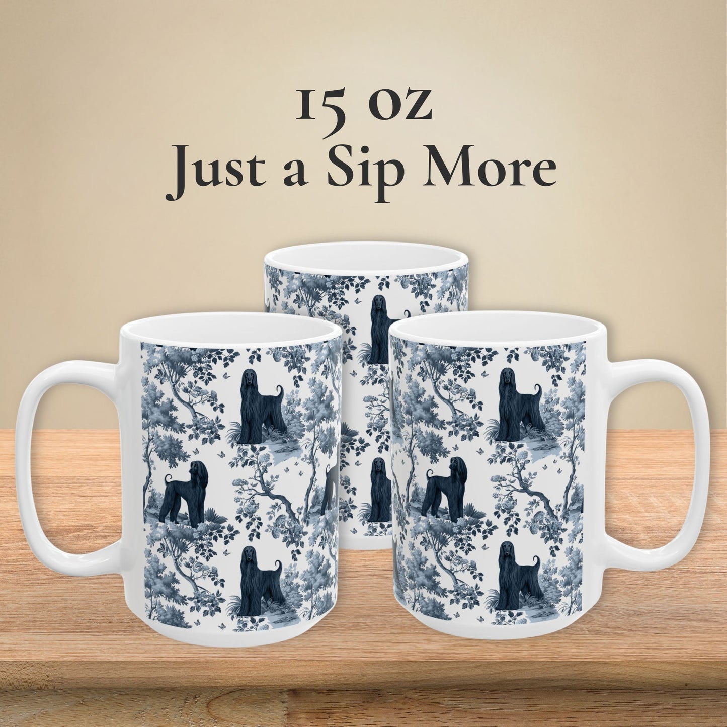 Afghan Hound Mug - Blue Toile Pattern