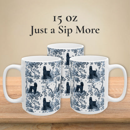 Afghan Hound Mug - Blue Toile Pattern