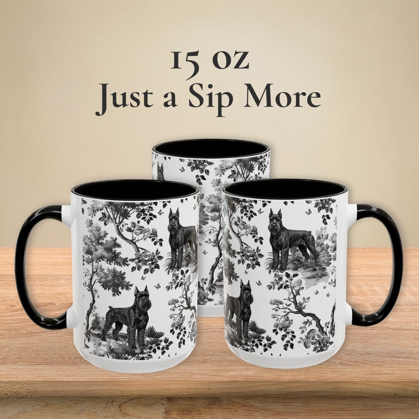 Giant Schnauzer Mug - Black Toile Pattern