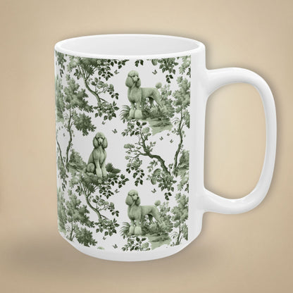 Standard Poodle Mug - Sage Green Toile Pattern