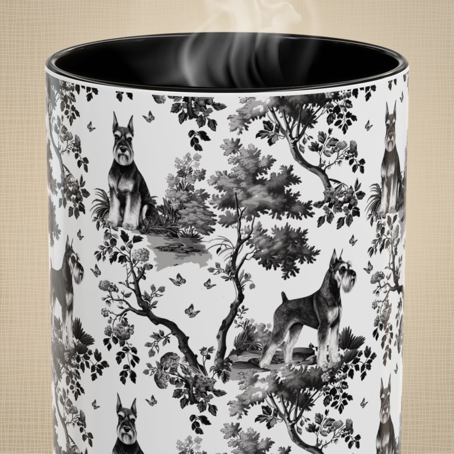 Standard Schnauzer Mug -  B&W Toile Pattern