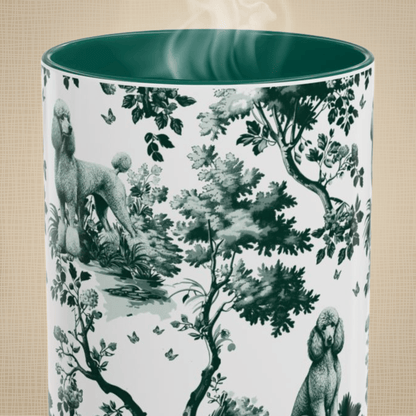 Standard Poodle Mug - Dark Green Mug Toile Pattern