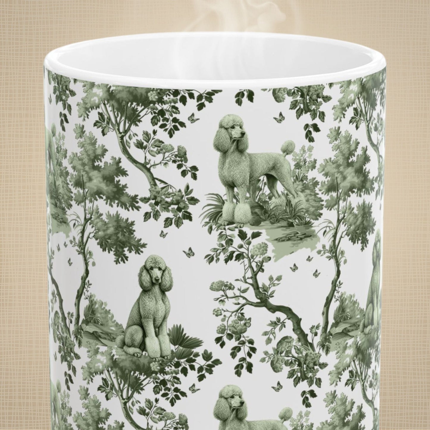 Standard Poodle Mug - Sage Green Toile Pattern