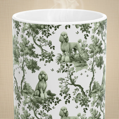 Standard Poodle Mug - Sage Green Toile Pattern