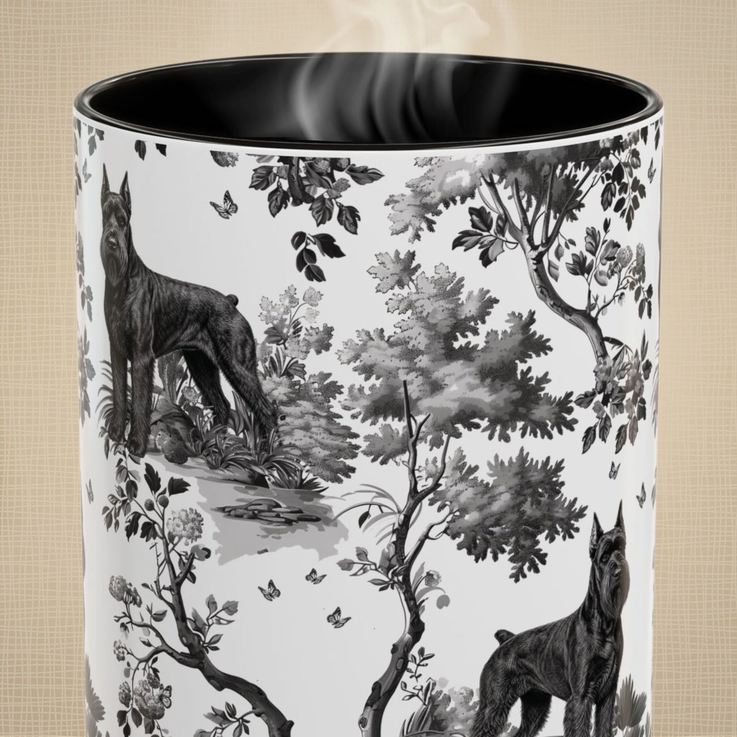 Giant Schnauzer Mug - Black Toile Pattern