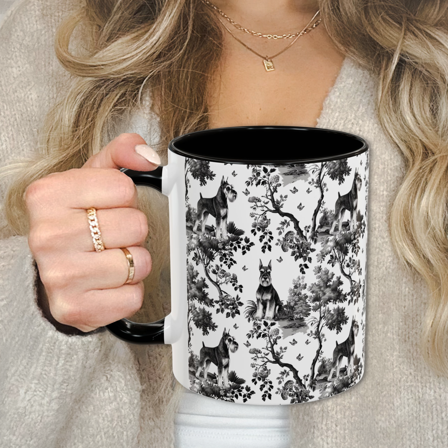 Standard Schnauzer Mug -  B&W Toile Pattern