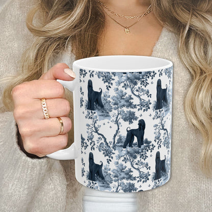 Afghan Hound Mug - Blue Toile Pattern