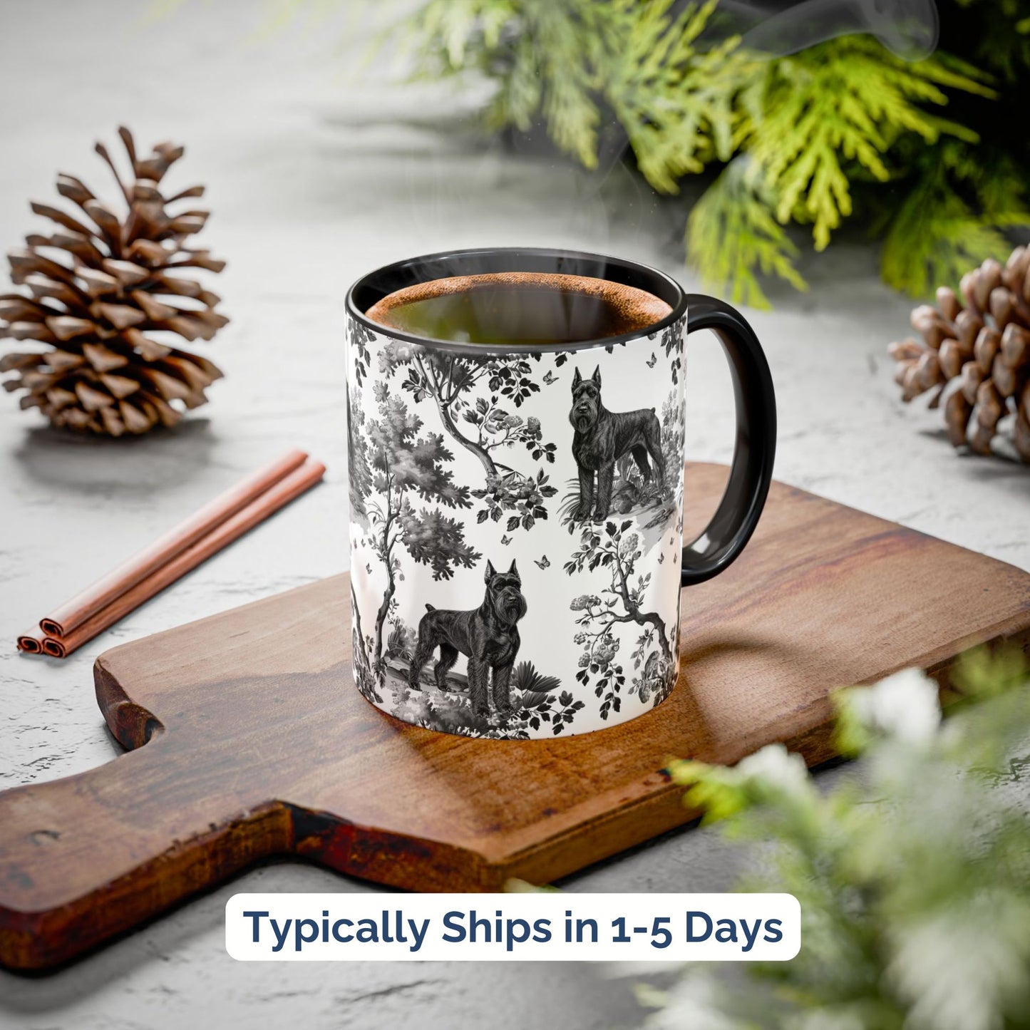 Giant Schnauzer Mug - Black Toile Pattern