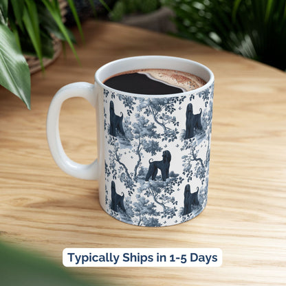 Afghan Hound Mug - Blue Toile Pattern