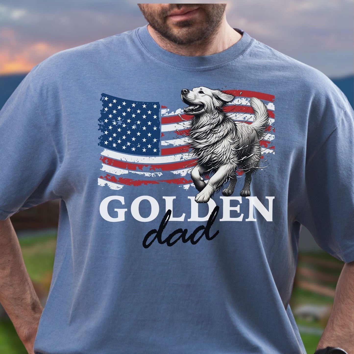Golden Retriever Shirt - Patriotic Dad