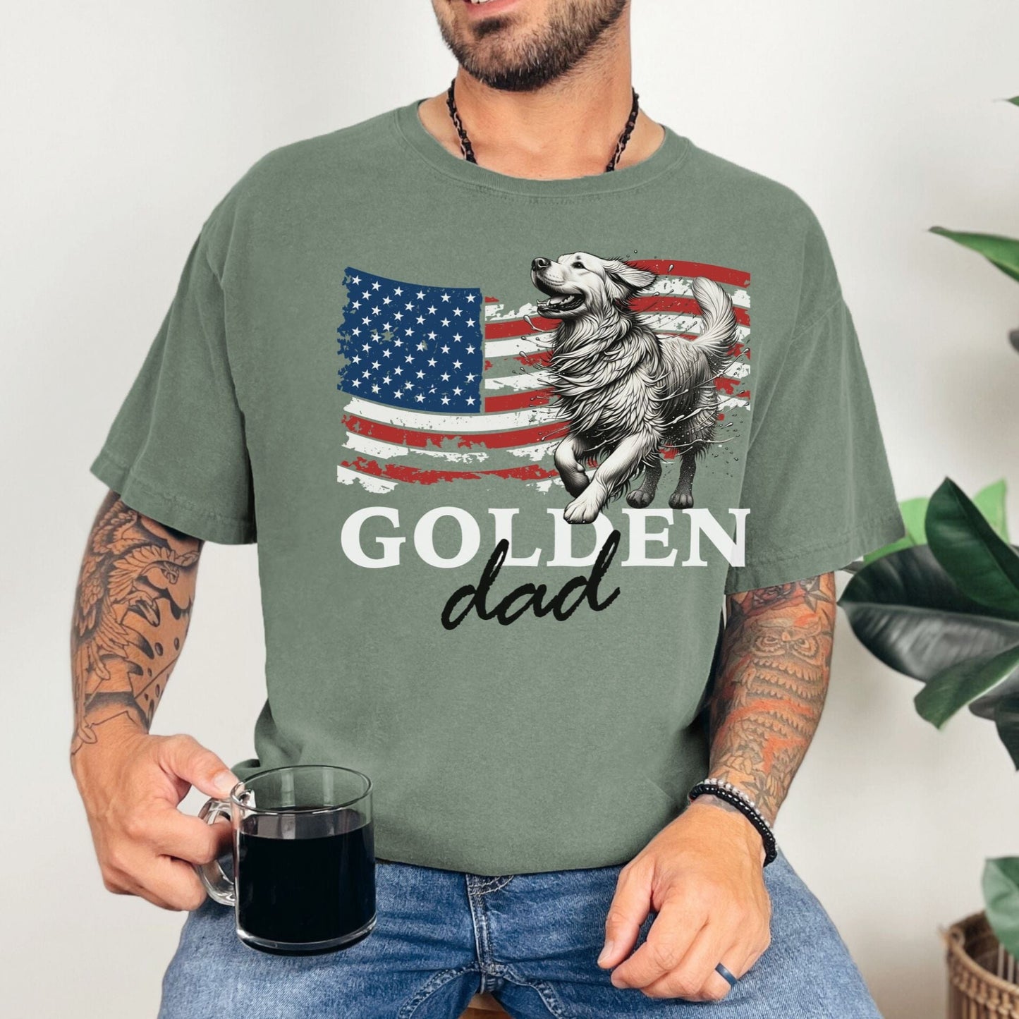Golden Retriever Shirt - Patriotic Dad