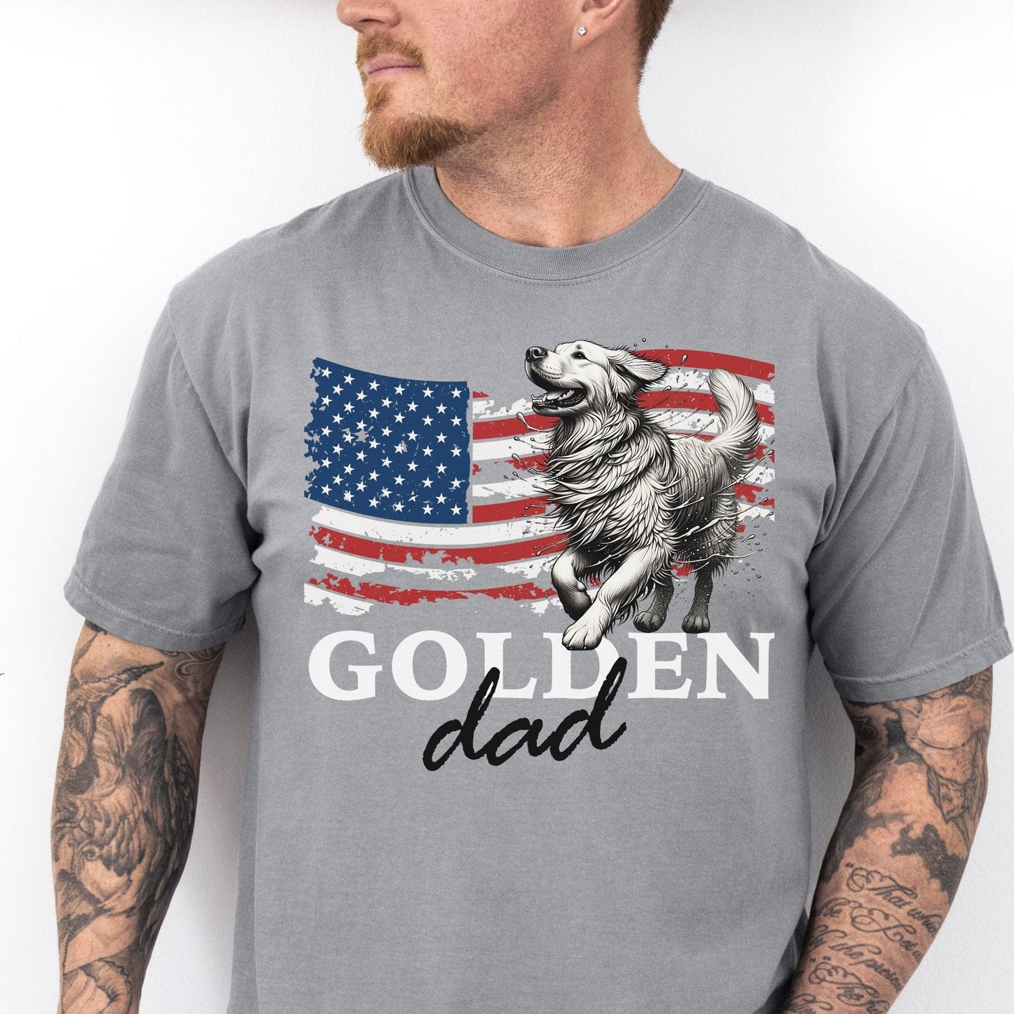 Golden Retriever Shirt - Patriotic Dad