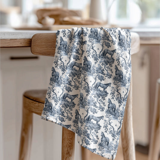 Quarter Horse Cotton Tea Towels - Toile Pattern