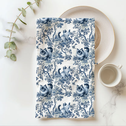 Ragdoll Cat Cotton Tea Towels - Toile Pattern